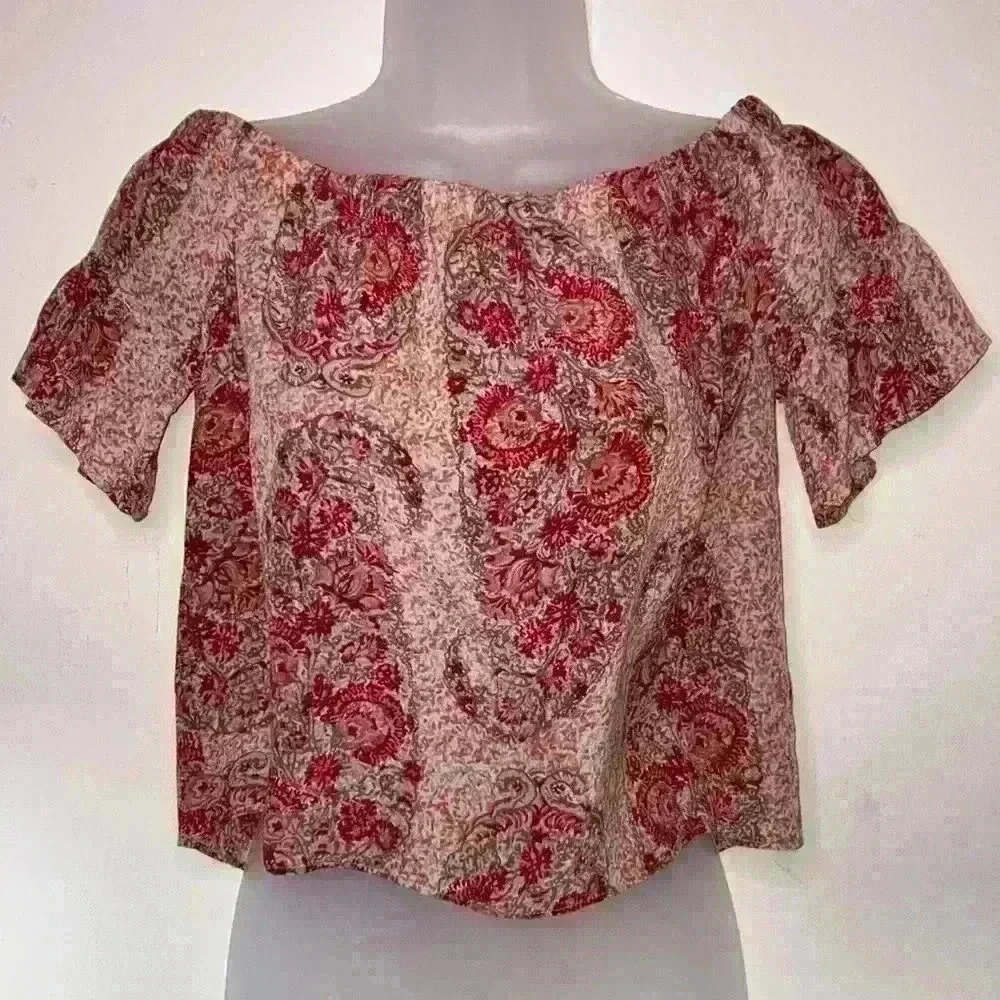 Madewell 🔥100% Silk Off the Shoulder Top size extra‎ small